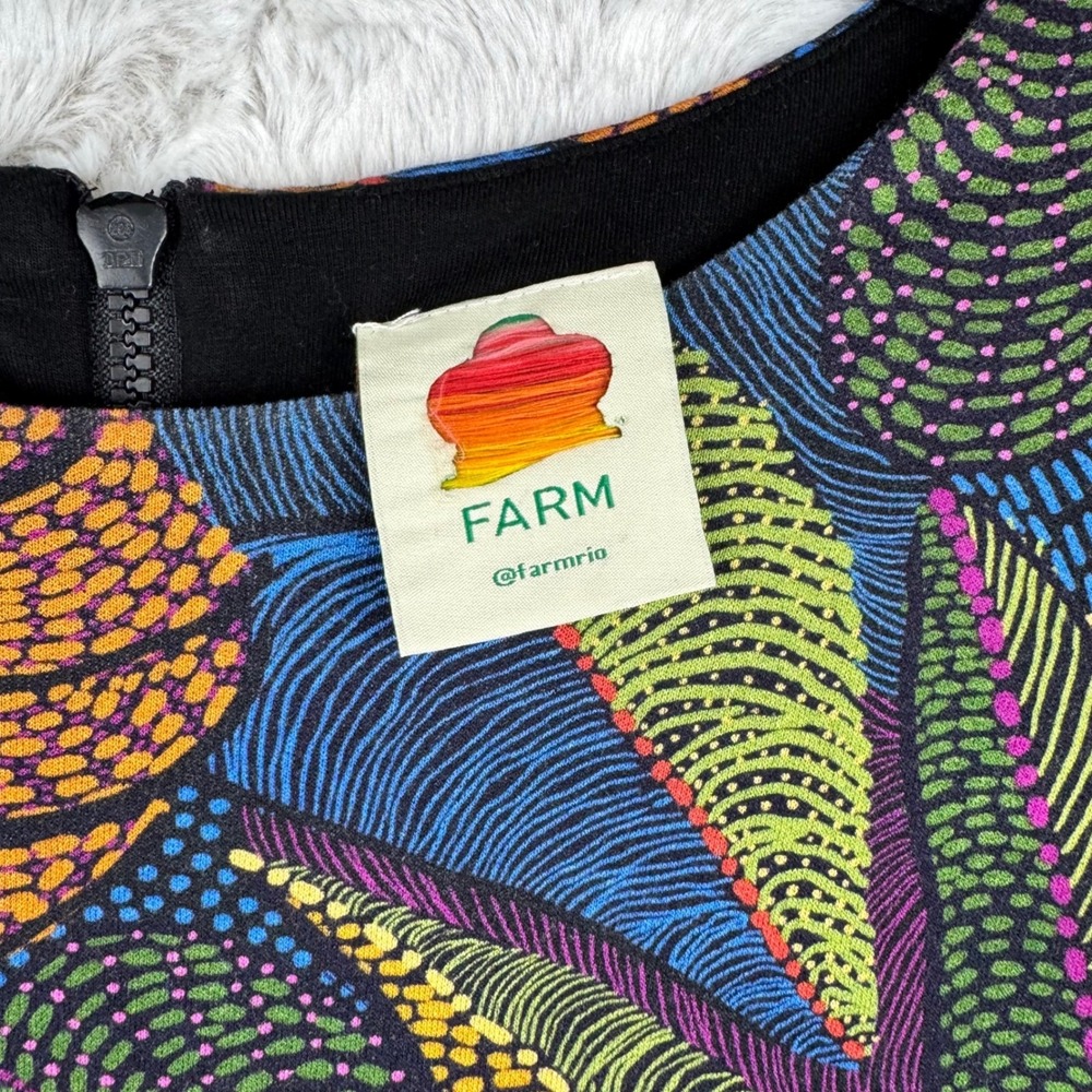 Farm Rio Dress Tropical Bird Flowers Macaws Midi Womens Large Multicolor Boho - Picture 4 of 16